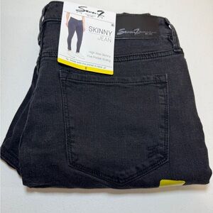 Seven7 Women's Black Metro‎ Skinny 5 Pocket Stretch High Rise Jeans  Size 8